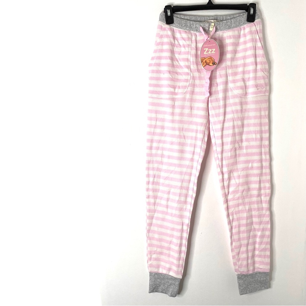 Peter Alexander Pink White Stripe Waffle Knit Sleep Pants NWT